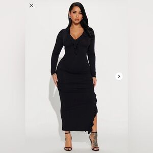 Fashion Nova Elegant Black Long Sleeve Dress